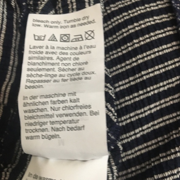 Madewell Texture & Thread High Rise Pull-On Pants Stripe Elastic Wide Leg Blue M - Picture 9 of 12